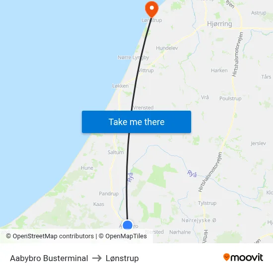 Aabybro Busterminal to Lønstrup map