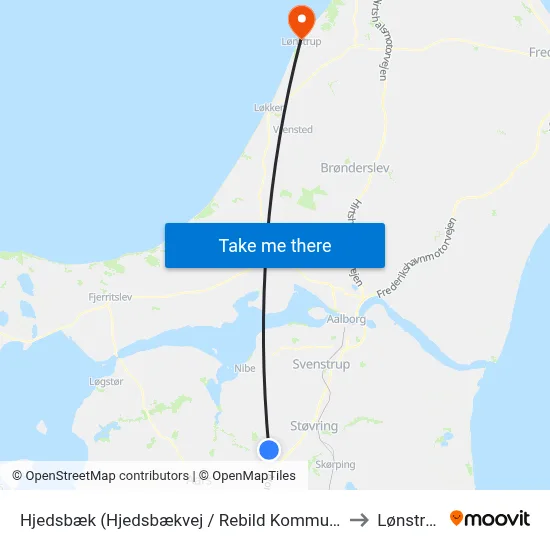 Hjedsbæk (Hjedsbækvej / Rebild Kommune) to Lønstrup map