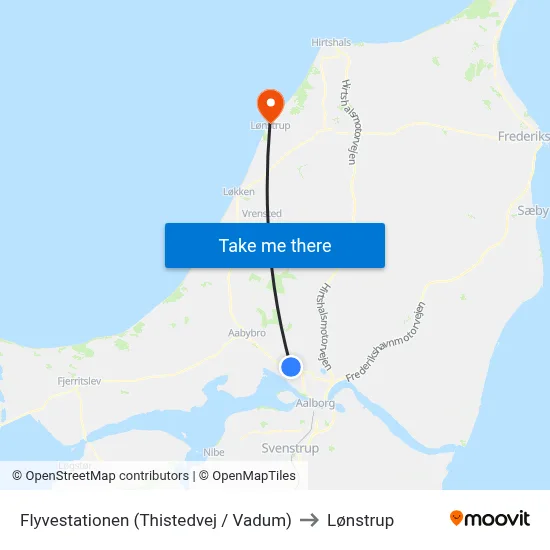 Flyvestationen (Thistedvej / Vadum) to Lønstrup map