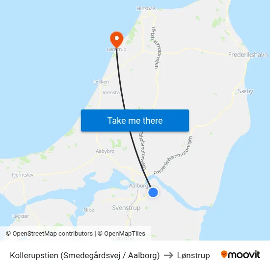 Kollerupstien (Smedegårdsvej / Aalborg) to Lønstrup map