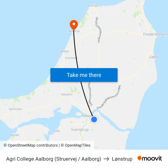 Agri College Aalborg (Struervej / Aalborg) to Lønstrup map