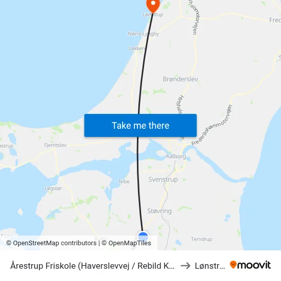 Årestrup Friskole (Haverslevvej / Rebild Komm.) to Lønstrup map