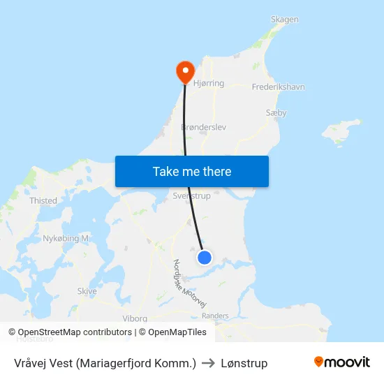 Vråvej Vest (Mariagerfjord Komm.) to Lønstrup map