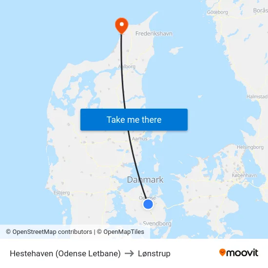 Hestehaven (Odense Letbane) to Lønstrup map