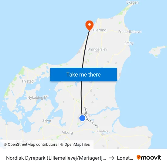 Nordisk Dyrepark (Lillemøllevej/Mariagerfjord Kom) to Lønstrup map