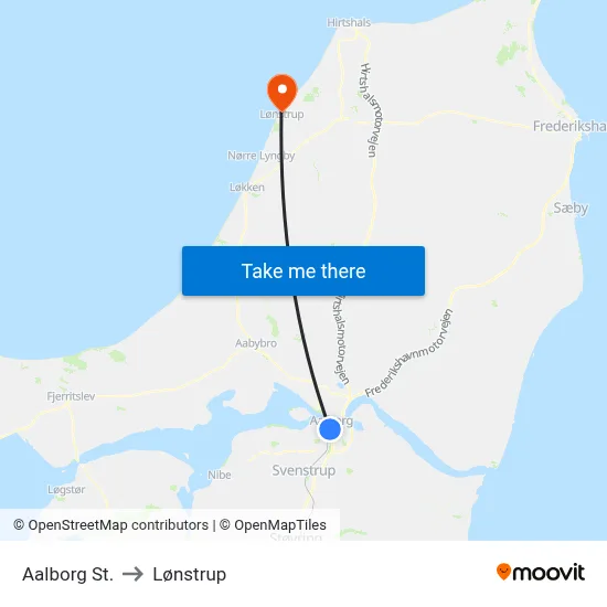 Aalborg St. to Lønstrup map