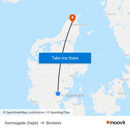 Gormsgade (Vejle) to Bindslev map