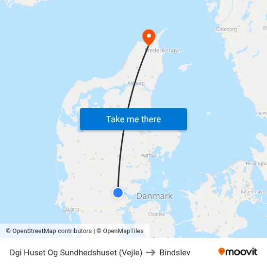 Dgi Huset Og Sundhedshuset (Vejle) to Bindslev map