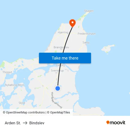Arden St. to Bindslev map