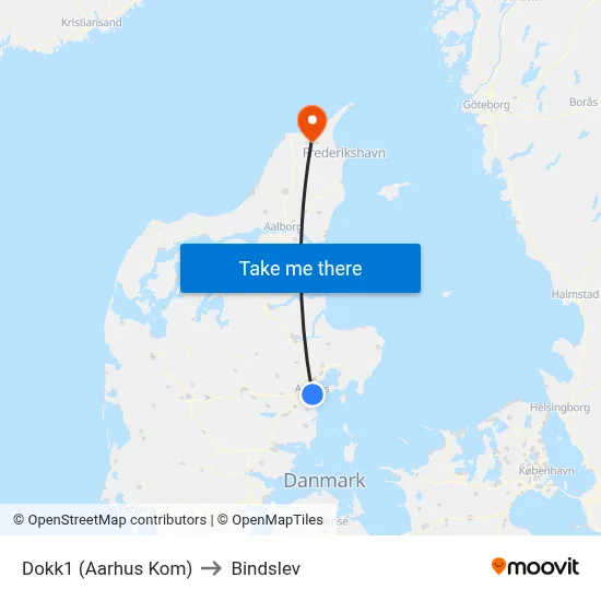 Dokk1 (Aarhus Kom) to Bindslev map