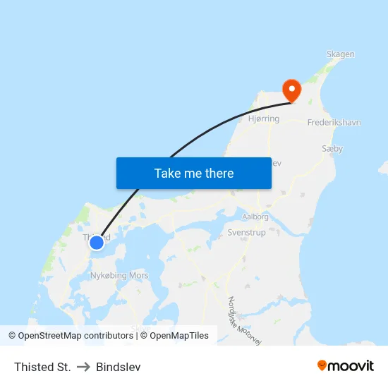 Thisted St. to Bindslev map