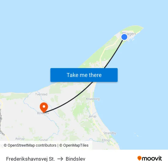 Frederikshavnsvej St. to Bindslev map