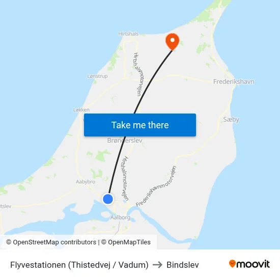 Flyvestationen (Thistedvej / Vadum) to Bindslev map