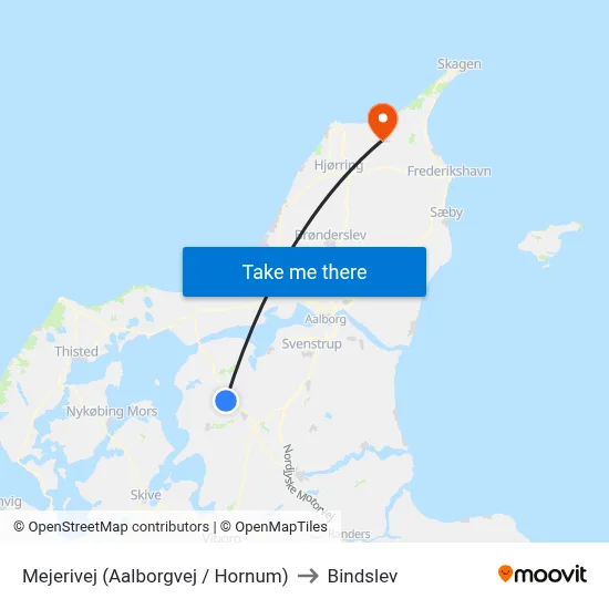 Mejerivej  (Aalborgvej / Hornum) to Bindslev map