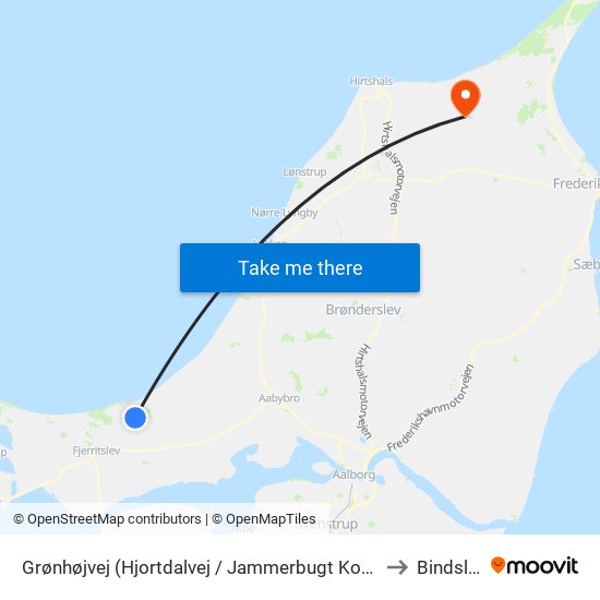 Grønhøjvej (Hjortdalvej / Jammerbugt Komm.) to Bindslev map