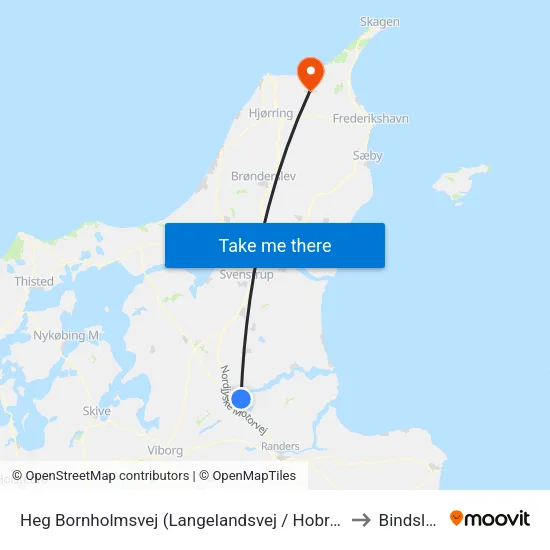 Heg Bornholmsvej (Langelandsvej / Hobro) to Bindslev map