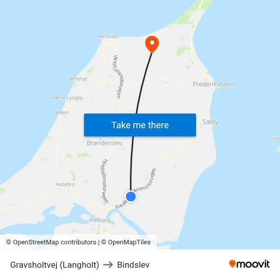Gravsholtvej (Langholt) to Bindslev map