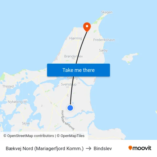Bækvej Nord (Mariagerfjord Komm.) to Bindslev map