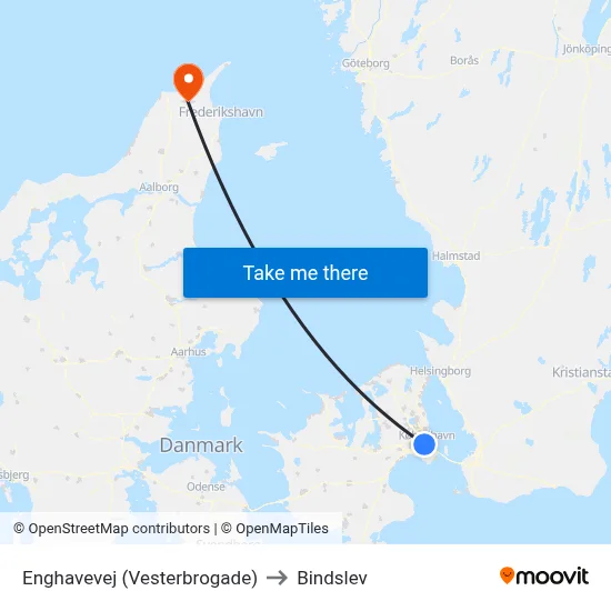 Enghavevej (Vesterbrogade) to Bindslev map