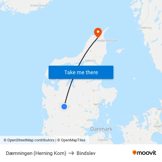 Dæmningen (Herning Kom) to Bindslev map