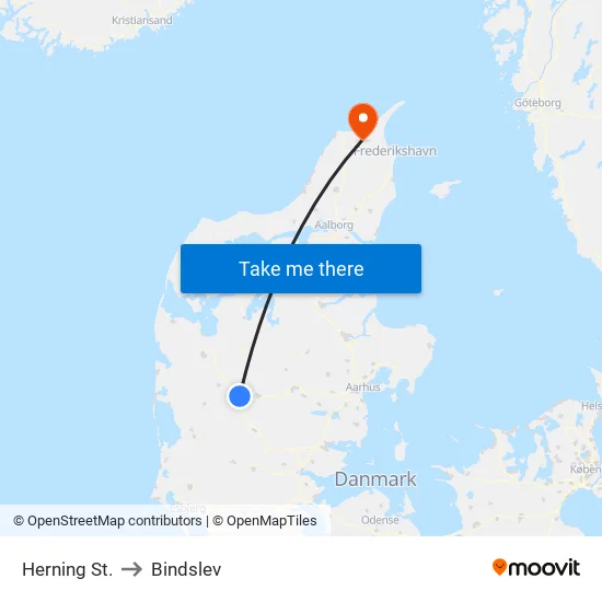 Herning St. to Bindslev map