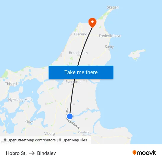 Hobro St. to Bindslev map