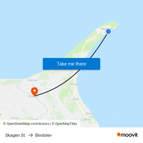 Skagen St. to Bindslev map