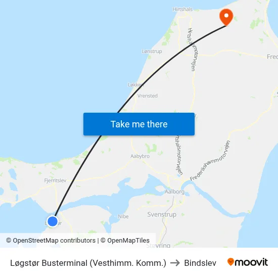 Løgstør Busterminal (Vesthimm. Komm.) to Bindslev map
