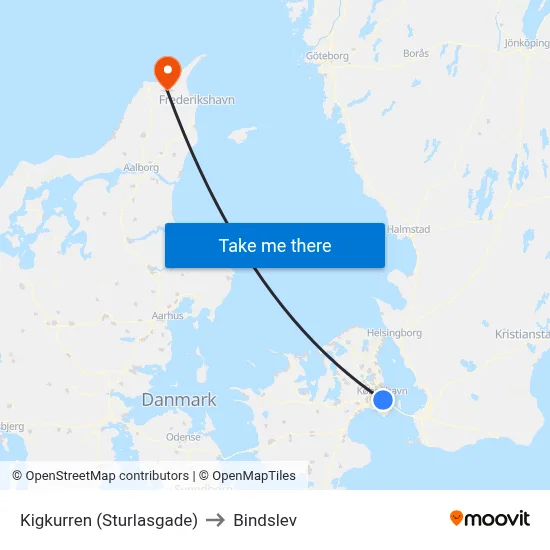 Kigkurren (Sturlasgade) to Bindslev map