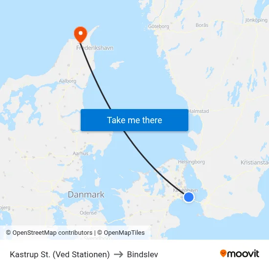 Kastrup St. (Ved Stationen) to Bindslev map