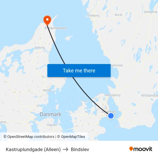 Kastruplundgade (Alleen) to Bindslev map