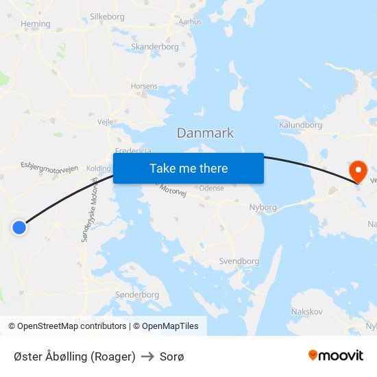 Øster Åbølling (Roager) to Sorø map