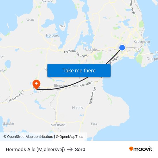 Hermods Allé (Mjølnersvej) to Sorø map