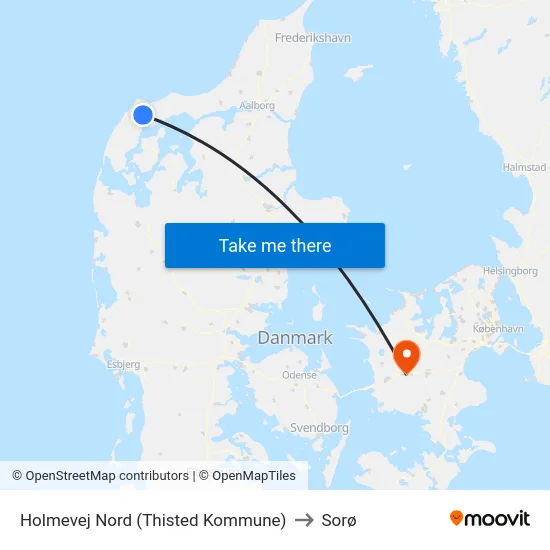 Holmevej Nord (Thisted Kommune) to Sorø map
