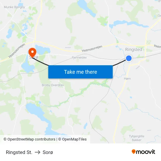 Ringsted St. to Sorø map