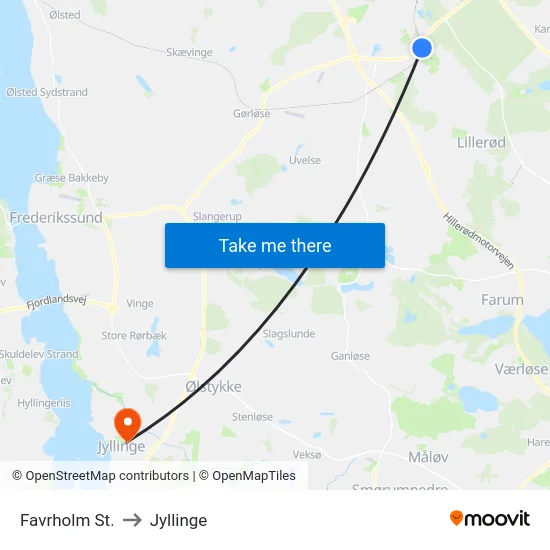 Favrholm St. to Jyllinge map