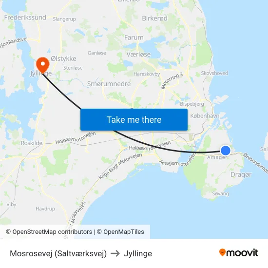 Mosrosevej (Saltværksvej) to Jyllinge map