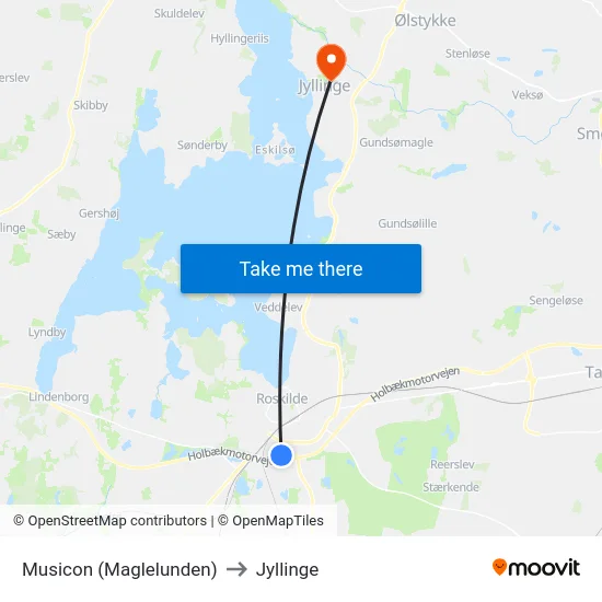 Musicon (Maglelunden) to Jyllinge map