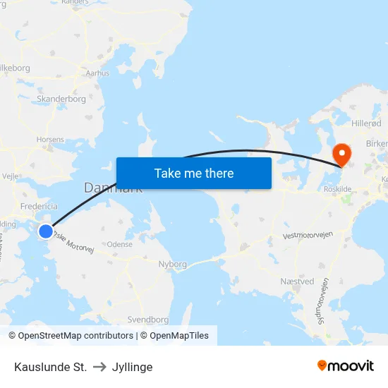 Kauslunde St. to Jyllinge map