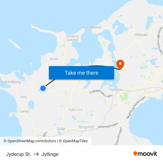 Jyderup St. to Jyllinge map