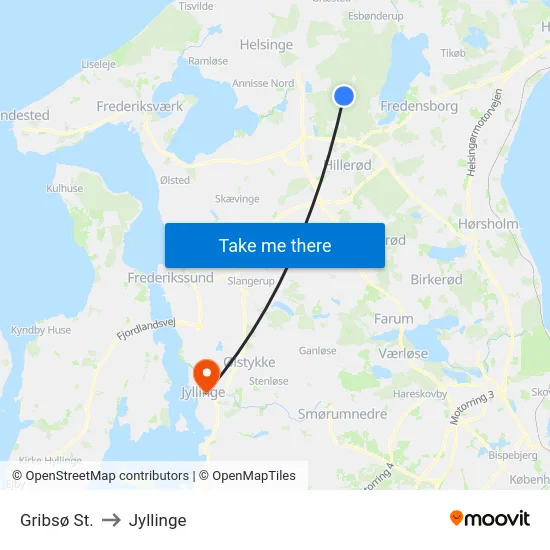 Gribsø St. to Jyllinge map