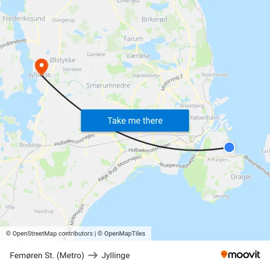 Femøren St. (Metro) to Jyllinge map