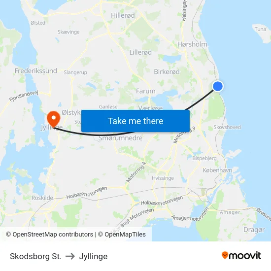 Skodsborg St. to Jyllinge map