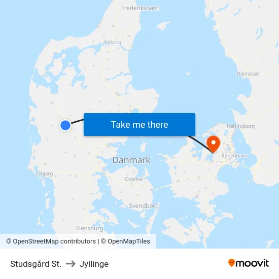 Studsgård St. to Jyllinge map