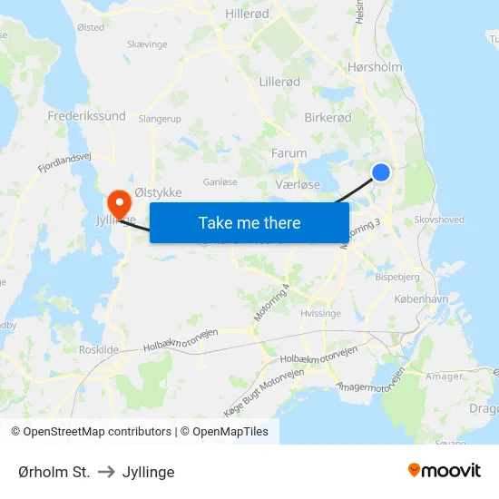 Ørholm St. to Jyllinge map
