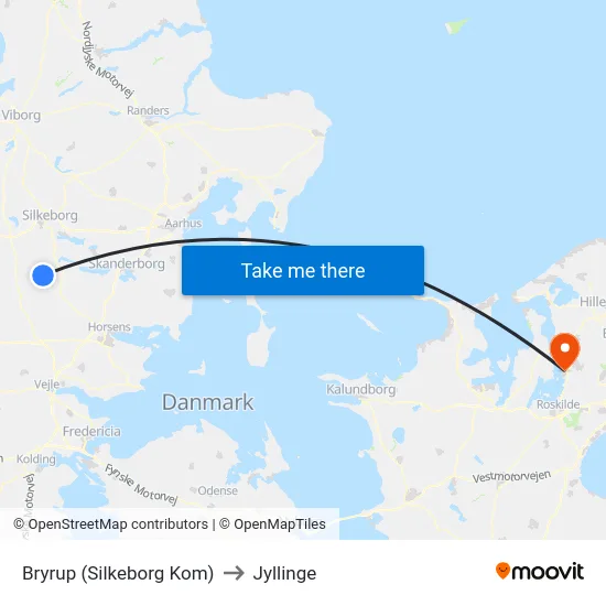 Bryrup (Silkeborg Kom) to Jyllinge map
