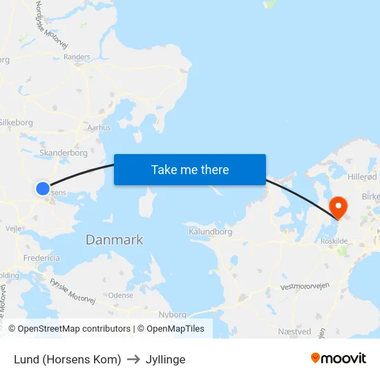 Lund (Horsens Kom) to Jyllinge map