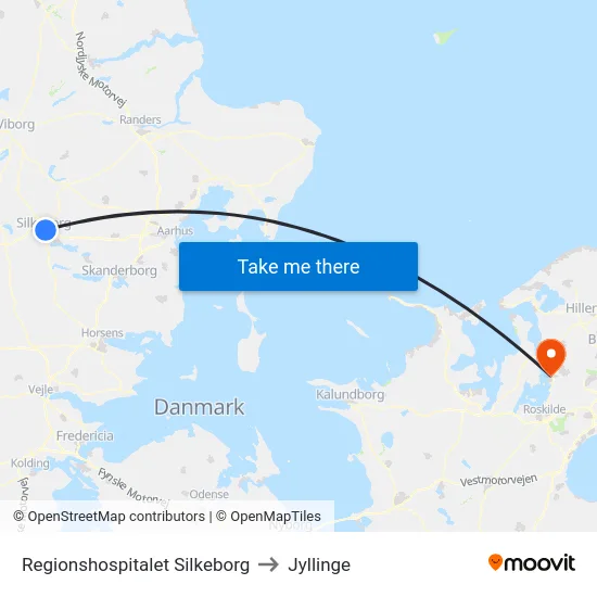 Regionshospitalet Silkeborg to Jyllinge map