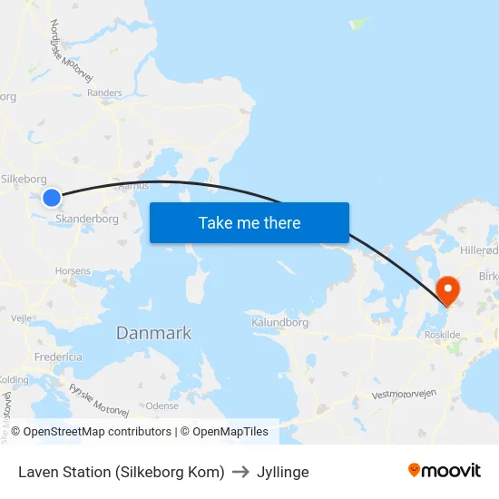 Laven Station (Silkeborg Kom) to Jyllinge map