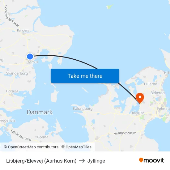 Lisbjerg/Elevvej (Aarhus Kom) to Jyllinge map